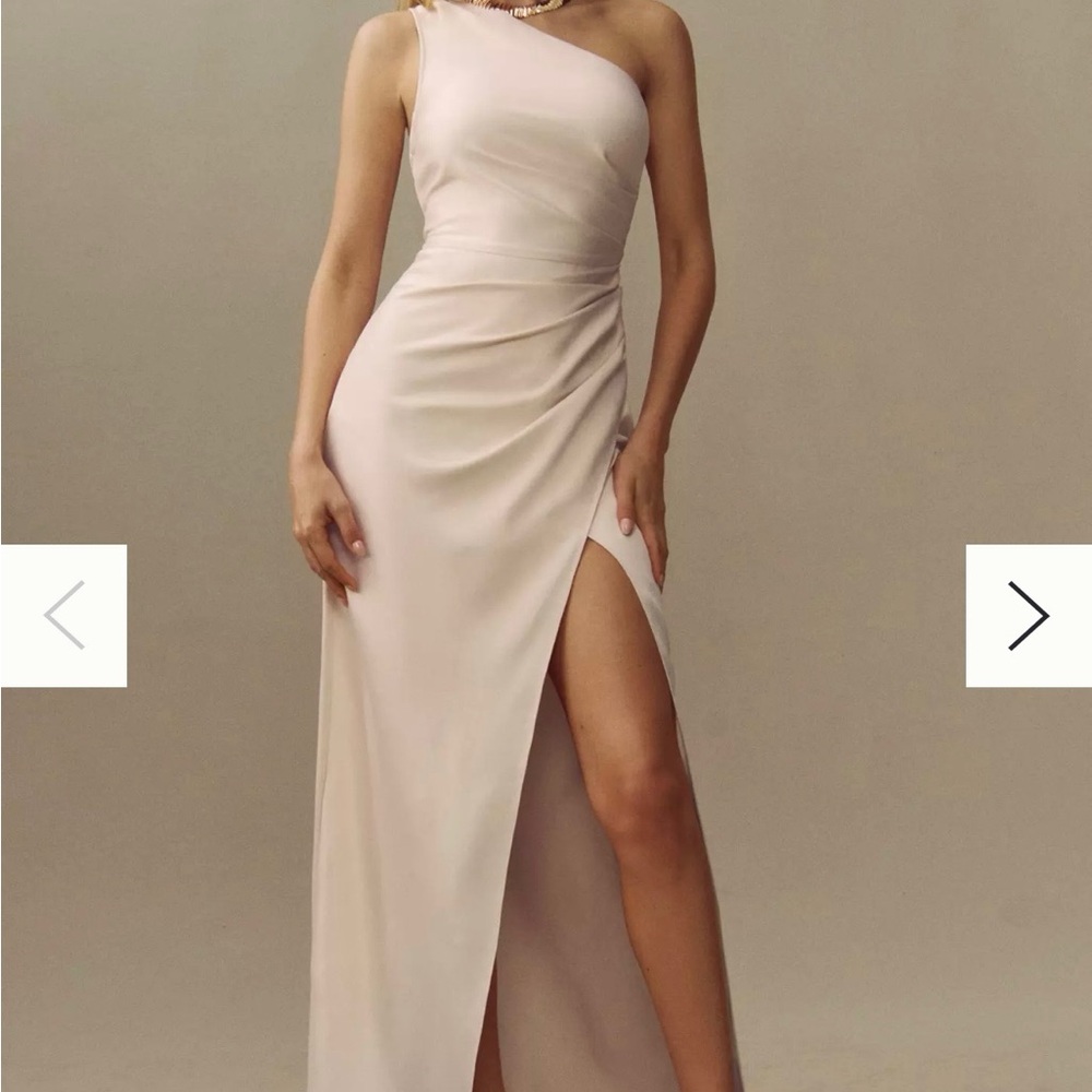 BHLDN One-Shoulder Cream Gown